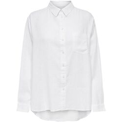 Kleidung Damen Hemden Only 15259585 TOKYO LINEN SHIRT-BRIGHT WHITE Weiss