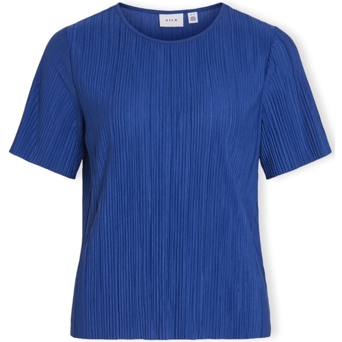 Kleidung Damen Tops / Blusen Vila Noos Top Plisa S/S - True blue Blau