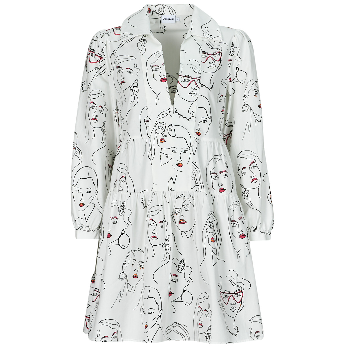 Kleidung Damen Kurze Kleider Desigual VEST LOUISVILLE Weiss / Schwarz