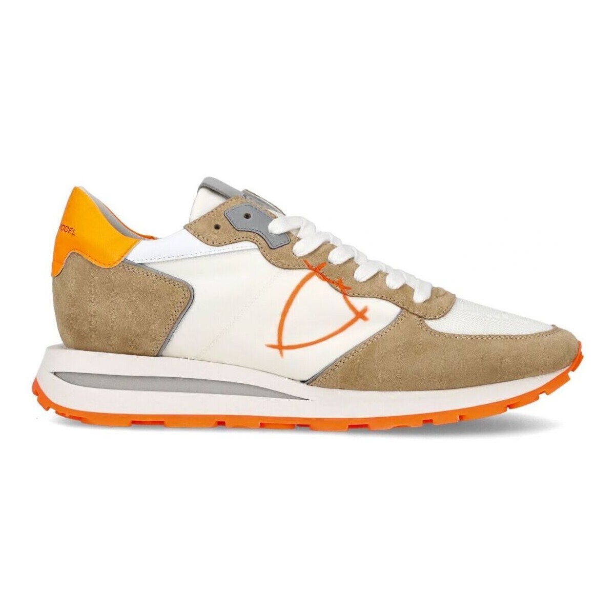 Schuhe Herren Sneaker Philippe Model TKLU WN02 - TROPEZ HAUTE LOW-MONDIAL NEON BLANC/ORANGE Weiss