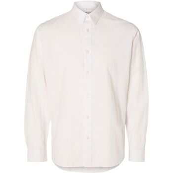 Kleidung Herren Langärmelige Hemden Selected 16078867 SLIM LINEN-WHITE Weiss