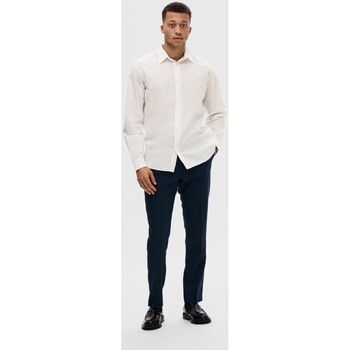 Selected 16078867 SLIM LINEN-WHITE Weiss