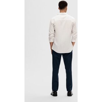 Selected 16078867 SLIM LINEN-WHITE Weiss