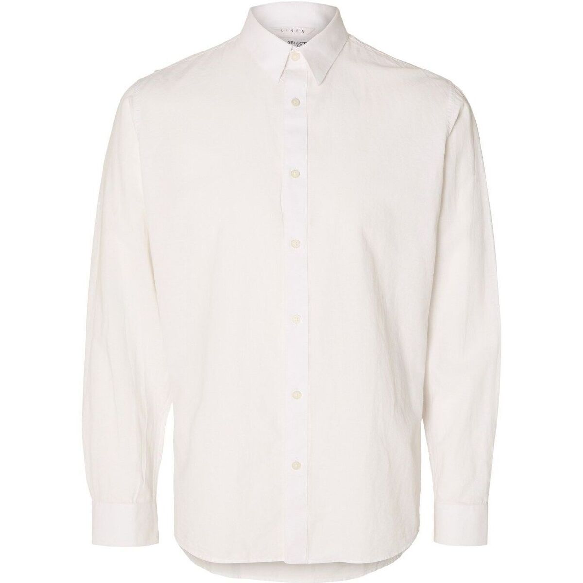 Kleidung Herren Langärmelige Hemden Selected 16078867 SLIM LINEN-WHITE Weiss