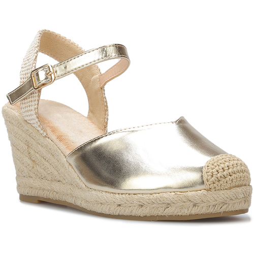 Schuhe Damen Leinen-Pantoletten mit gefloch La Modeuse 70121_P163567 Gold