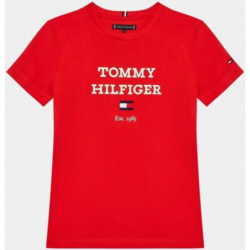 Kleidung Kinder T-Shirts & Poloshirts Tommy Hilfiger KB0KB08671 - TH LOGO-XND FIERCE RED Rot