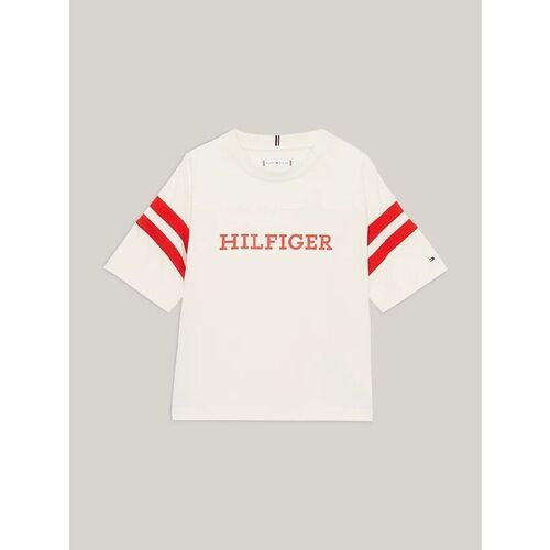 Kleidung Mädchen T-Shirts & Poloshirts Tommy Hilfiger KG0KG07717 MONOTYPE VARSITY-AEF CALICO Beige