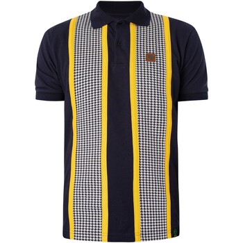 Kleidung Herren Polohemden Trojan Poloshirt mit Hahnentrittmuster und Streifenmuster Blau
