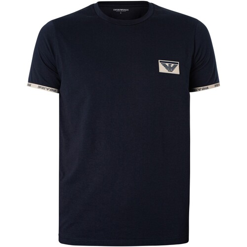Kleidung Herren Pyjamas/ Nachthemden Emporio Armani Lounge-Box-Logo-T-Shirt Blau