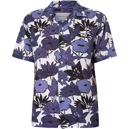 Kleidung Herren Kurzärmelige Hemden Farfield Kurzärmliges Hemd mit Blumenmuster von Selleck Blau