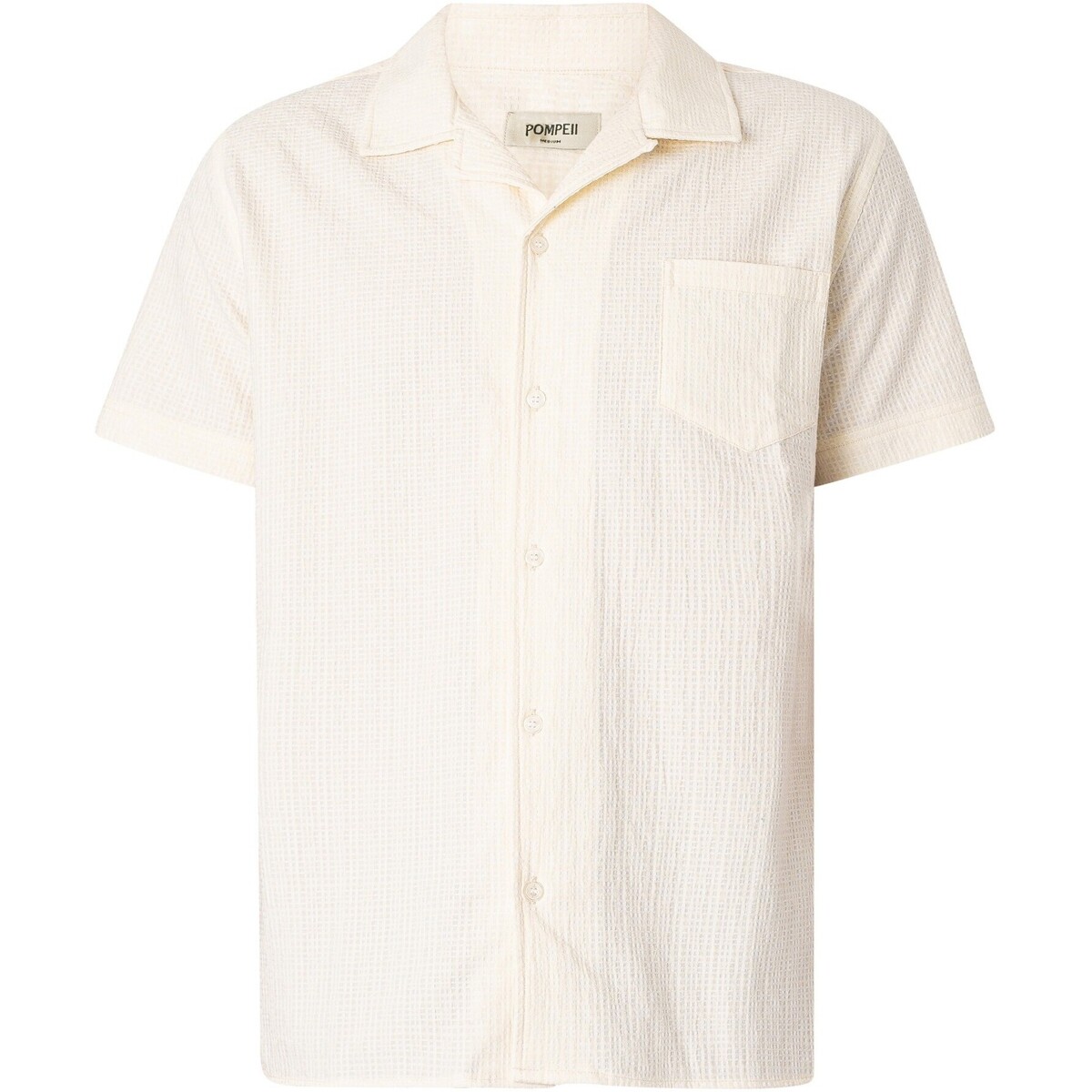 Kleidung Herren Kurzärmelige Hemden Pompeii Strukturiertes Kurzarmhemd Weiss