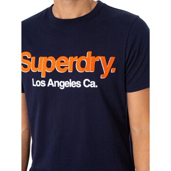 Superdry Klassisches verwaschenes Core-Logo-T-Shirt Blau