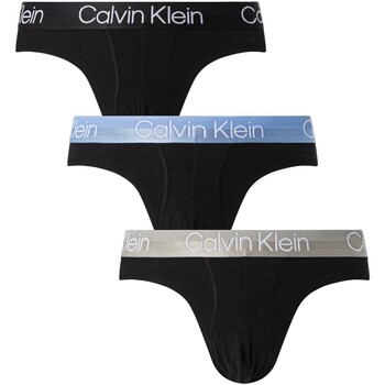 Unterwäsche Herren Slips Calvin Klein Jeans 3er-Pack moderne Struktur-Hüftslips Schwarz