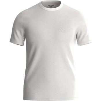 Kleidung Herren T-Shirts & Poloshirts Guess Ss Cn Treated  Italic Tee Weiss