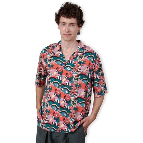 Kleidung Herren Langärmelige Hemden Brava Fabrics Yeye Weller Aloha Shirt - Red Multicolor