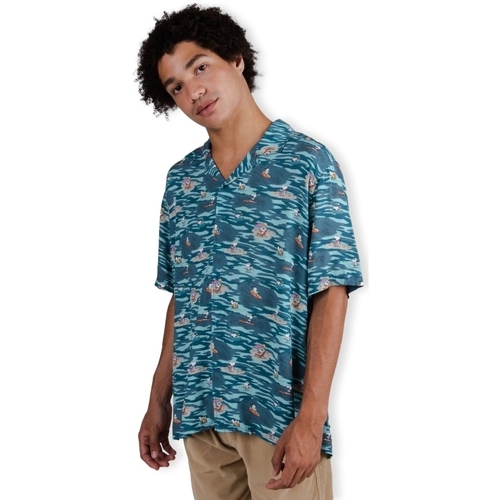 Kleidung Herren Langärmelige Hemden Brava Fabrics Peanuts Coast Aloha Shirt - Blue Blau