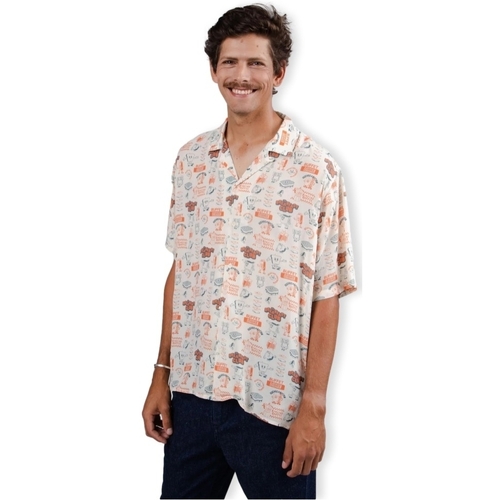 Kleidung Herren Langärmelige Hemden Brava Fabrics Buffet Aloha Shirt - Sand Weiss