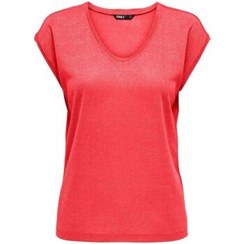 Kleidung Damen T-Shirts & Poloshirts Only 15136069 SILVERY-CAYENNE Rot