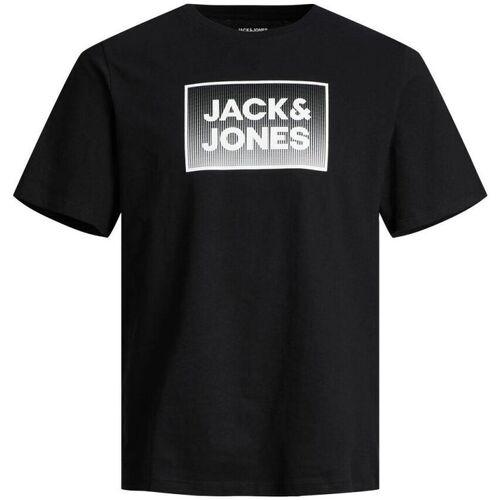 Kleidung Herren T-Shirts & Poloshirts Jack & Jones 12249331 STEEL-BLACK Schwarz