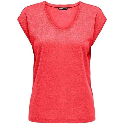 Kleidung Damen T-Shirts & Poloshirts Only 15136069 SILVERY-CAYENNE Rot