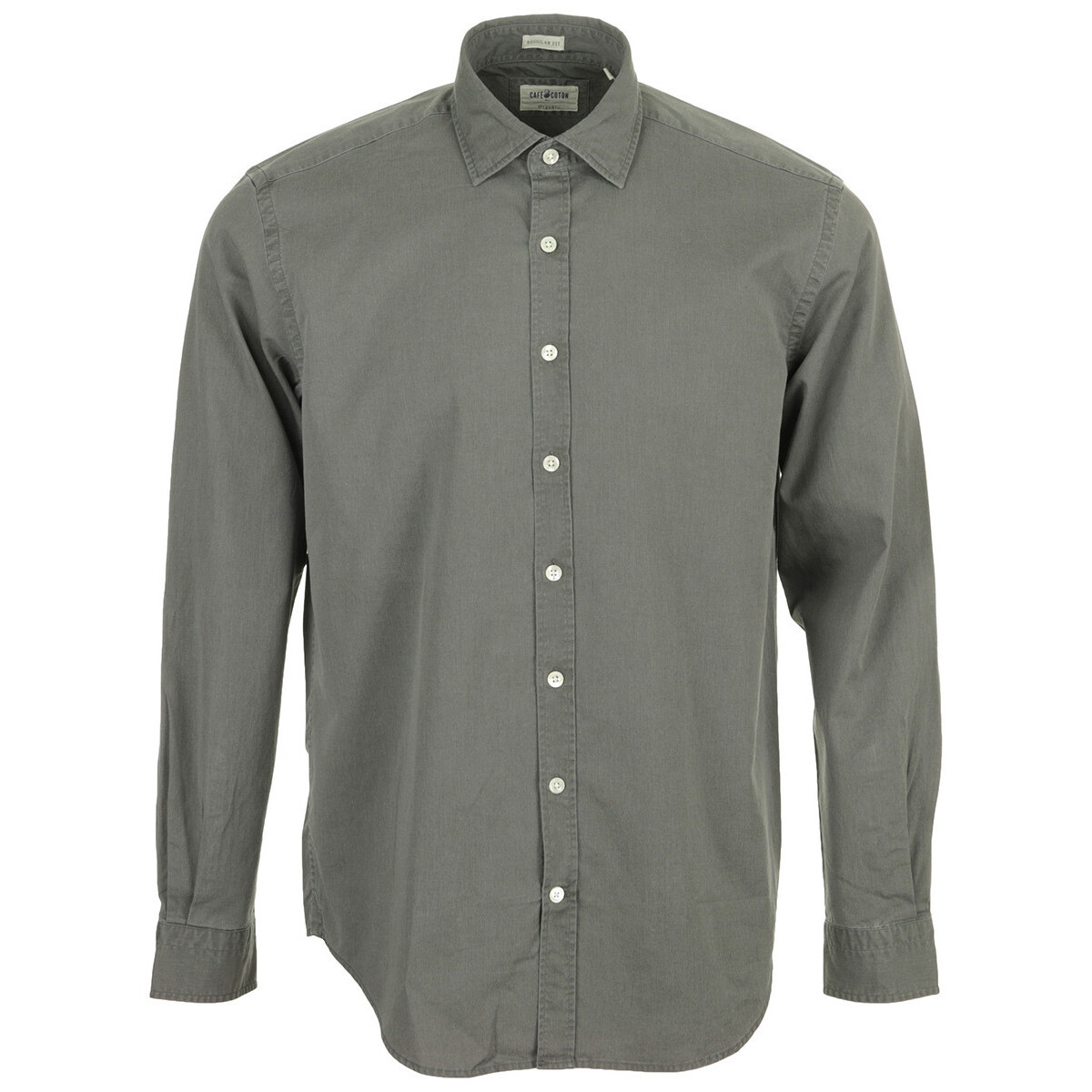 Kleidung Herren Langärmelige Hemden CafÃ© Coton Bio Gabardine Lave Grau