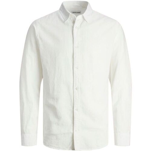Kleidung Jungen Langärmelige Hemden Jack & Jones 12248936 LINEN SHIRT-WHITE Weiss