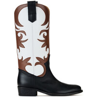 Schuhe Damen Klassische Stiefel Via Roma 15 Texano  schwarz weiß und Leder Other