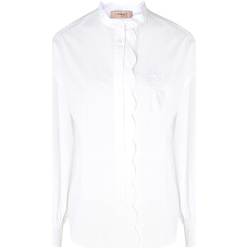 Twin Set  Blusen Hemd  gepufft in weißer Baumwolle