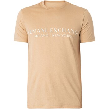 Kleidung Herren T-Shirts EAX Brand Slim T-Shirt Beige