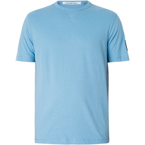 Kleidung Herren T-Shirts Calvin Klein Jeans Normales T-Shirt mit Abzeichen Blau