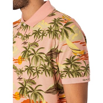 Gant Poloshirt mit Hawaii-Print Rosa