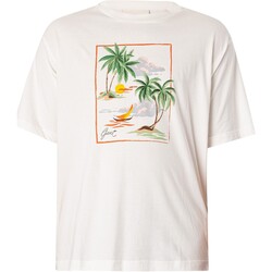 Kleidung Herren T-Shirts Gant Hawaii bedrucktes Grafik-T-Shirt Weiss
