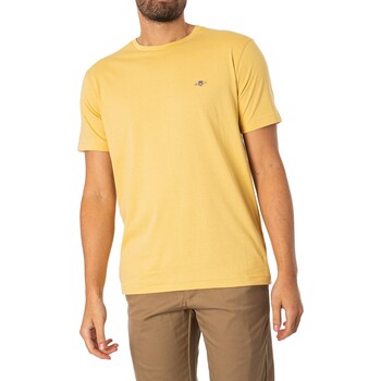 Gant Normales Schild-T-Shirt Gelb