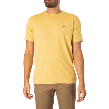 Gant Normales Schild-T-Shirt Gelb