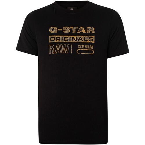 Kleidung Herren T-Shirts G-Star Raw Slim-T-Shirt im Used-Look von Originals Schwarz
