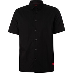 Kleidung Herren Kurzärmelige Hemden BOSS Ebor gerades Kurzarmhemd Schwarz