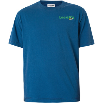 Kleidung Herren T-Shirts Lacoste Marken-T-Shirt mit Logo auf der Brust Blau