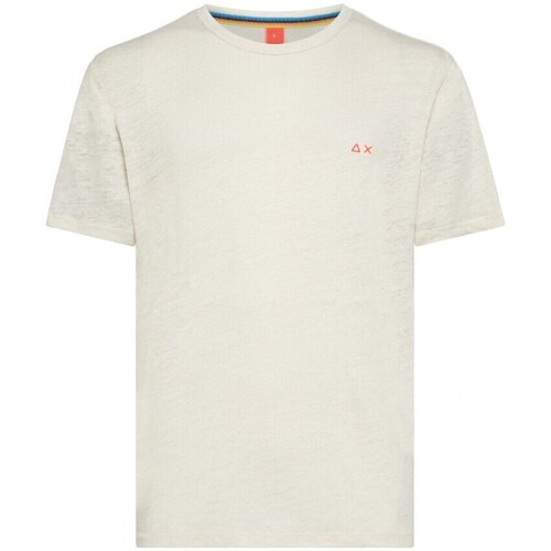 Kleidung Herren T-Shirts & Poloshirts Sun68 Einfarbiges SS-T-Shirt aus Leinen Weiss