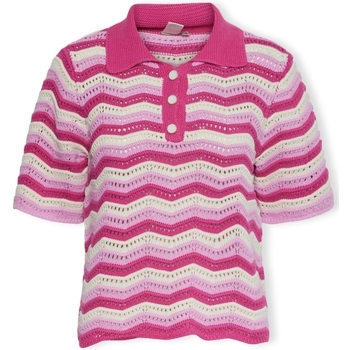 Kleidung Damen Tops / Blusen Y.a.s YAS Furo Knit S/S - Birch/Pastel Lavender Rosa