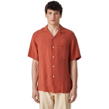 Kleidung Herren Langärmelige Hemden Portuguese Flannel Linen Camp Collar Shirt - Terracota Rot