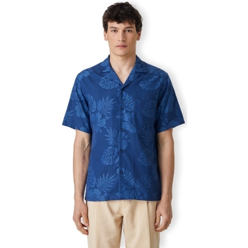 Kleidung Herren Langärmelige Hemden Portuguese Flannel Island Jaquard Flowers Shirt - Blue Blau