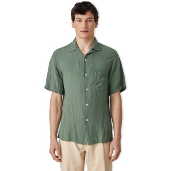 Kleidung Herren Langärmelige Hemden Portuguese Flannel Linen Camp Collar Shirt - Dry Green Grün