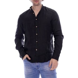 Kleidung Herren Langärmelige Hemden Yes Zee C512-UP00 Schwarz