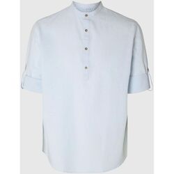 Kleidung Herren Langärmelige Hemden Selected 16092977 LINEN TUNIC-SKY CAPTAIN Blau