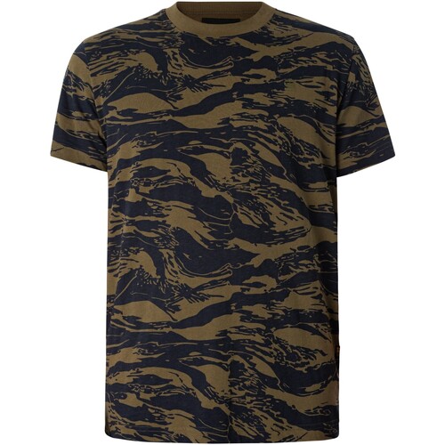 Kleidung Herren T-Shirts G-Star Raw Tiger-Camouflage-T-Shirt Grün