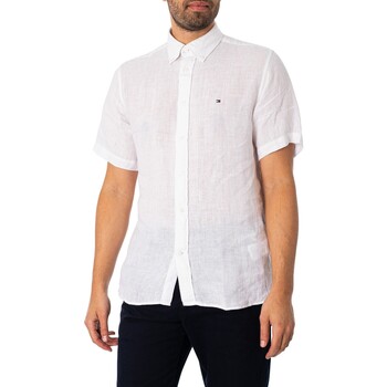 Kleidung Herren Kurzärmelige Hemden Tommy Hilfiger Kurzarmhemd aus Pigment-Syed-Leinen Weiss