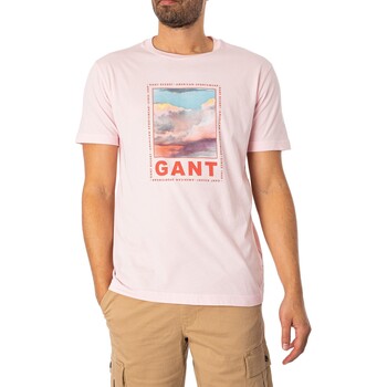 Gant Verwaschenes Grafik-T-Shirt Rosa