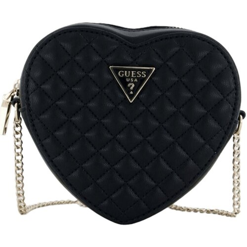 Taschen Damen Handtasche Guess Mode Accessoires RIANEE QUILT HEART BAG HWQG9236770 BLA Schwarz
