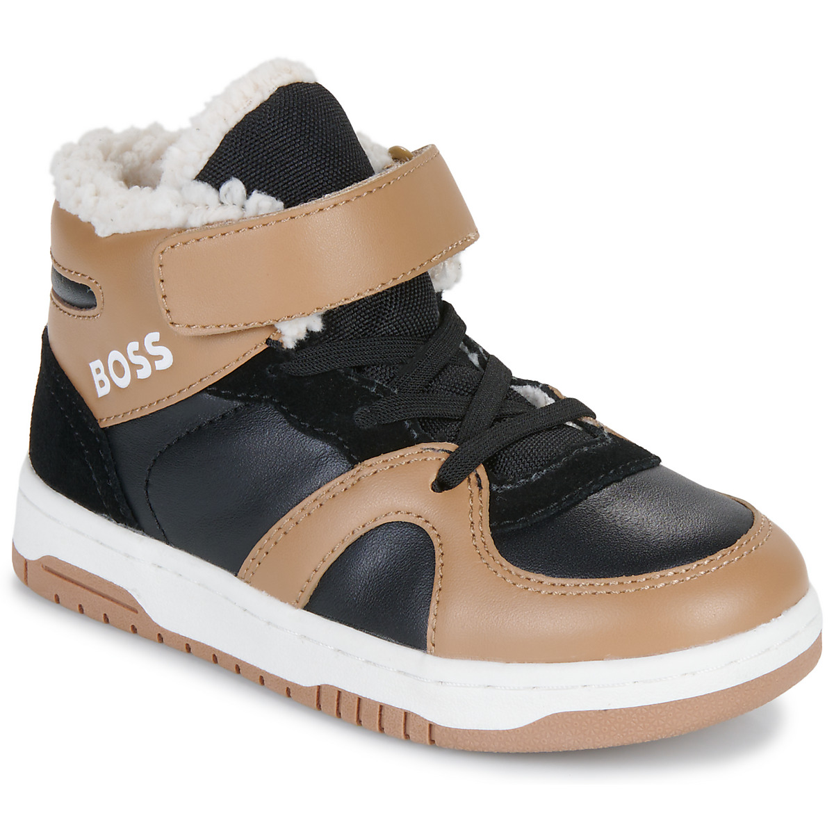 Schuhe Kinder Sneaker High BOSS J51345/269 Schwarz / Camel / Weiss