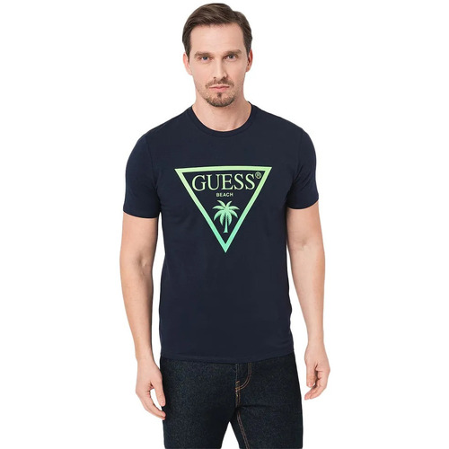 Kleidung Herren T-Shirts Guess Palmas triangle Blau